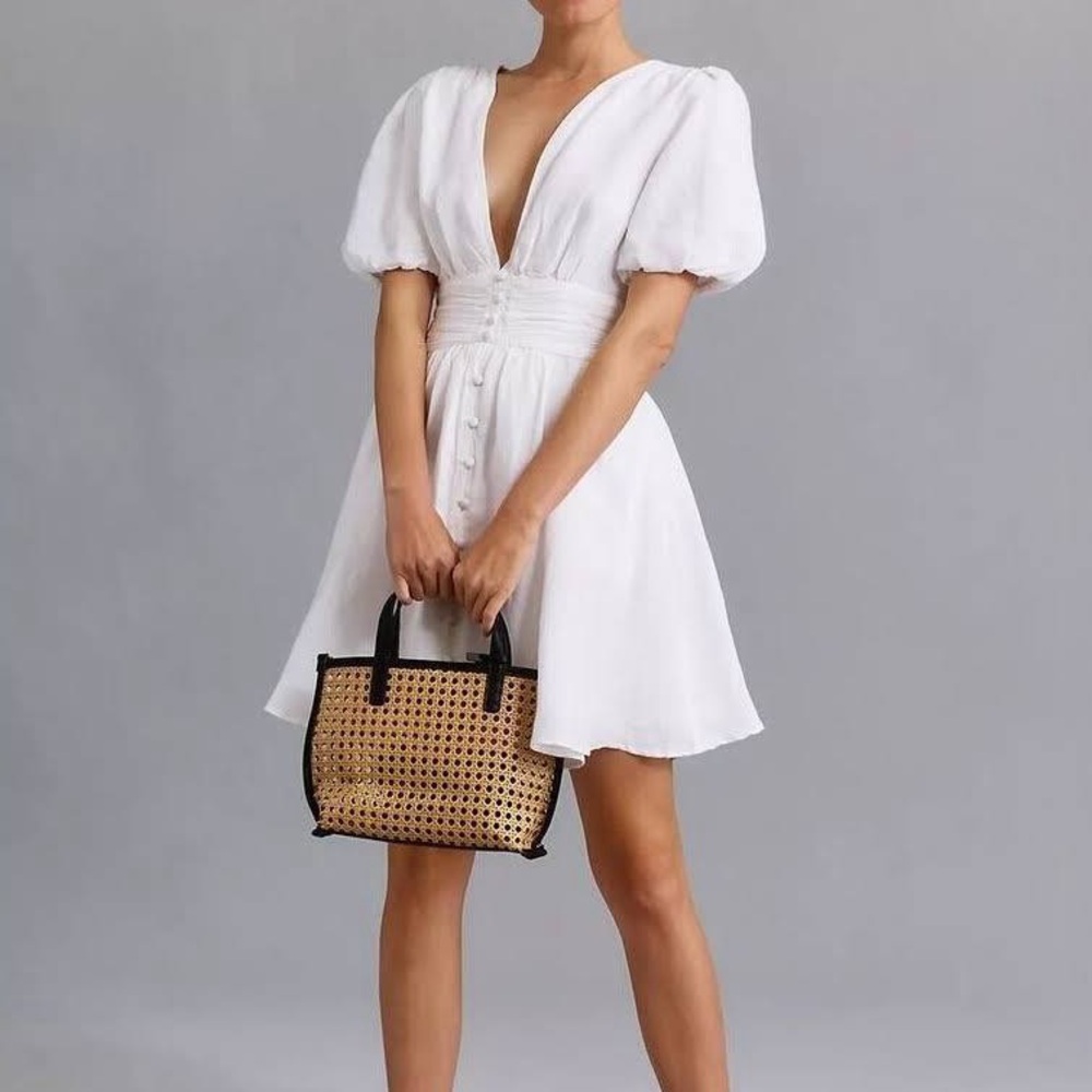 Anthropologie White Katerina Button-Front Dress